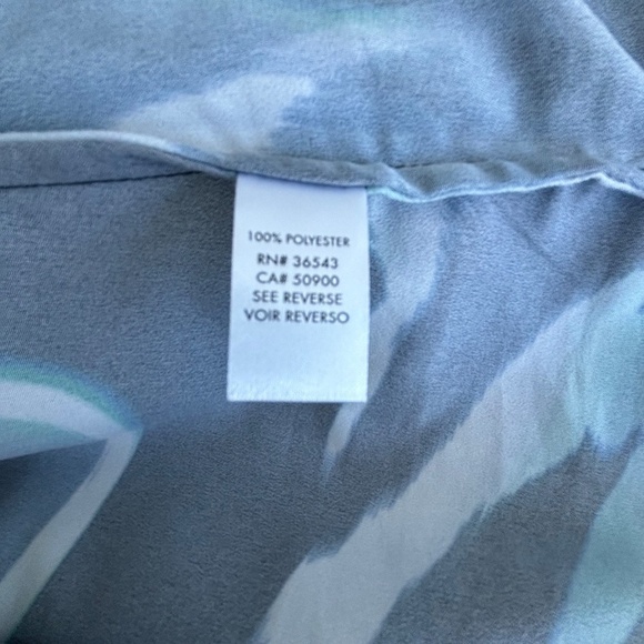 Calvin Klein abstract multi-colour Polyester blouse roll tab sleeve size L - Picture 14 of 15